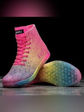 NWT NOBULL High Top Neon Pink Glitch Gym Workout Size: (W7) (M 5.5)
